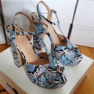 Aldo Women's Varlet in Blue Snake Embossed Sandals